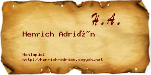Henrich Adrián névjegykártya